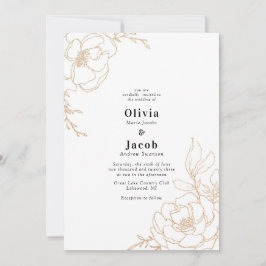 Golden Blossom Floral Wedding Design Kaart