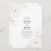 Golden Blossom Floral Wedding Design Kaart (Voorkant / Achterkant)