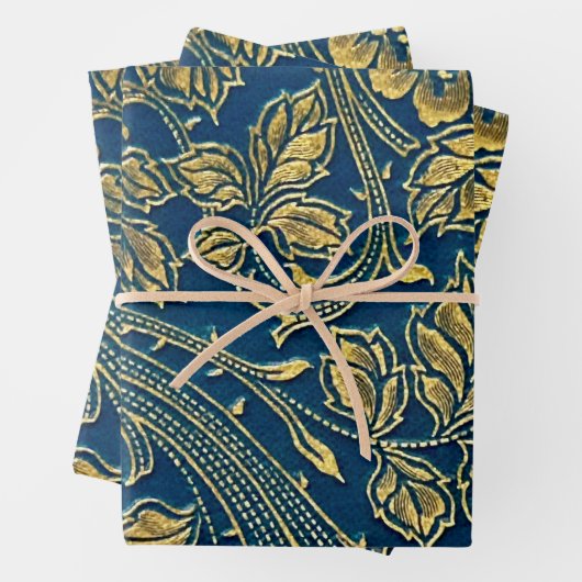 Golden Blossom Wrapping Paper Flat Sheet Set van 3 (In situ)