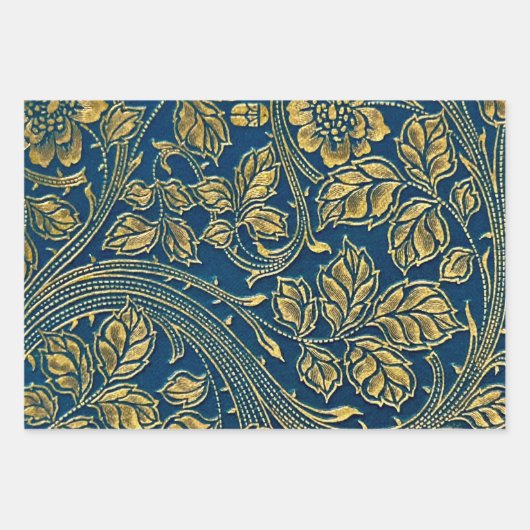 Golden Blossom Wrapping Paper Flat Sheet Set van 3 (Voorkant)