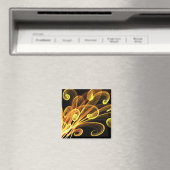 Golden Blossoms Abstracte kunst Magneet (Insitu (Vaatwasser))