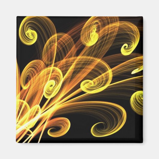 Golden Blossoms Abstracte kunst Magneet (Voorkant)