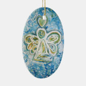 Golden Blue Angel Art Holiday Ornaments Keramisch Ornament (Rechts)