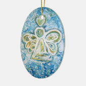 Golden Blue Angel Art Holiday Ornaments Keramisch Ornament (Links)
