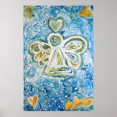 Golden Blue Angel Art Poster Print (Voorkant)