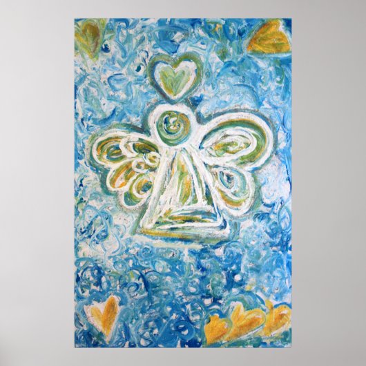 Golden Blue Angel Art Poster Print (Voorkant)
