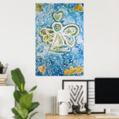 Golden Blue Angel Art Poster Print (Thuiskantoor)