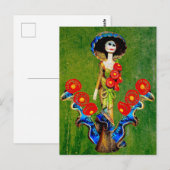 Golden Blue Antiek Catrina Over Green Washing Boho Briefkaart (Voorkant / Achterkant)