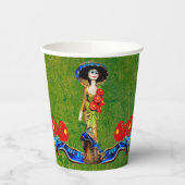 Golden Blue Antiek Catrina Over Green Washing Boho Papieren Bekers (Links)