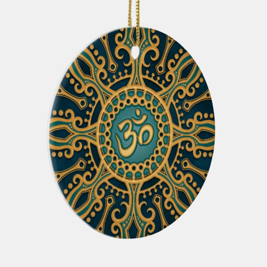 Golden Blue Aum Star Keramisch Ornament (Rechts)