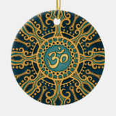 Golden Blue Aum Star Keramisch Ornament (Voorkant)