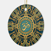 Golden Blue Aum Star Keramisch Ornament (Links)