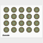 Golden Blue Aum Star Ronde Sticker (Vel)