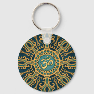 Golden Blue Aum Star Sleutelhanger