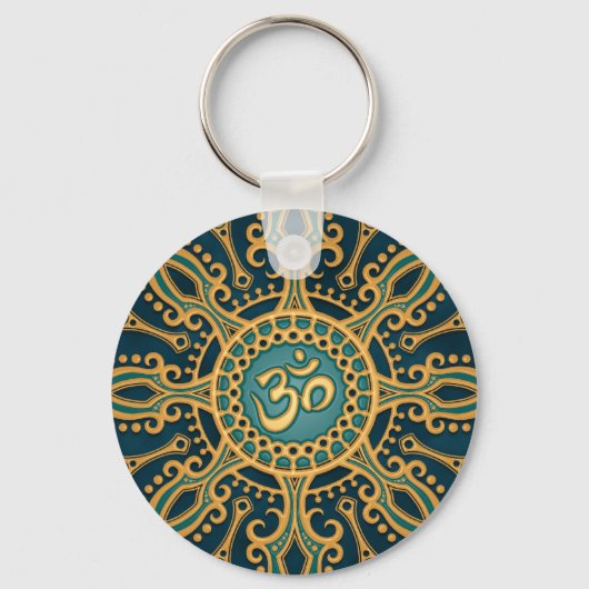 Golden Blue Aum Star Sleutelhanger (Voorkant)