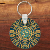 Golden Blue Aum Star Sleutelhanger (Voorkant)