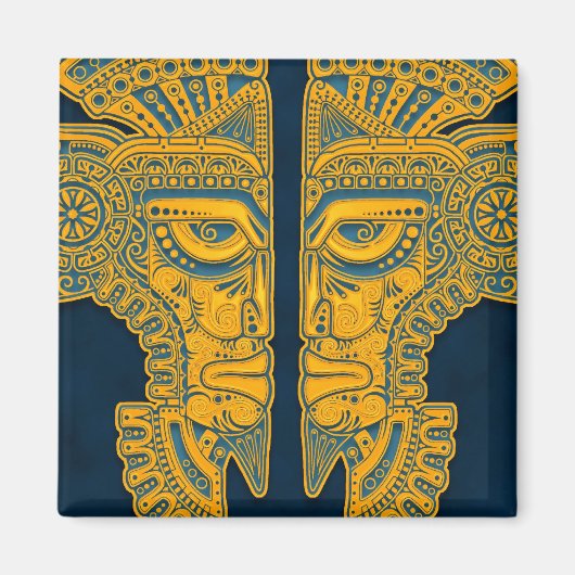 Golden Blue Aztec Twins Magneet (Voorkant)