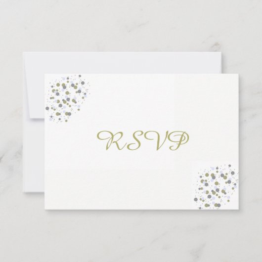Golden Blue Confetti Stippen RSVP Kaartje (Voorkant)