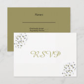 Golden Blue Confetti Stippen RSVP Kaartje (Voorkant / Achterkant)