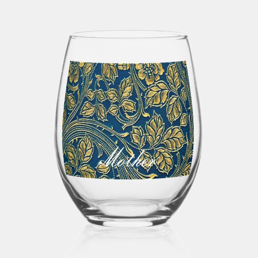 Golden Blue Elegance Drinkware Set Wijnglas Zonder Voet (Voorkant)