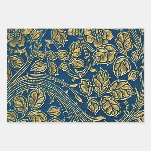 Golden Blue Elegance Inpakpapier Vel (Voorkant 3)