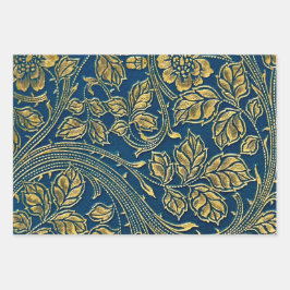 Golden Blue Elegance Inpakpapier Vel