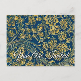 Golden Blue Elegance Invitation Briefkaart