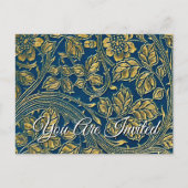 Golden Blue Elegance Invitation Briefkaart (Voorkant)