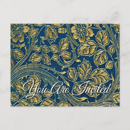 Golden Blue Elegance Invitation Briefkaart