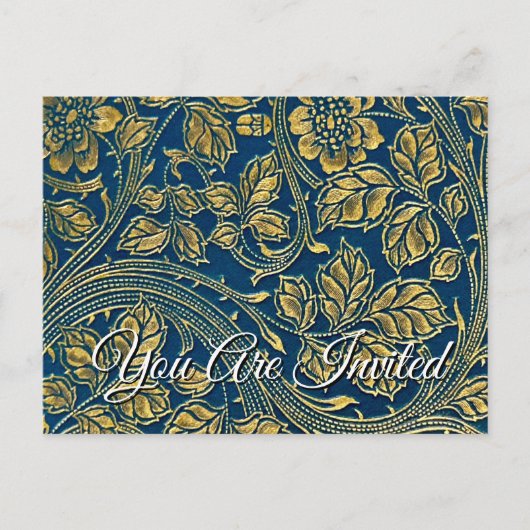 Golden Blue Elegance Invitation Briefkaart (Voorkant)