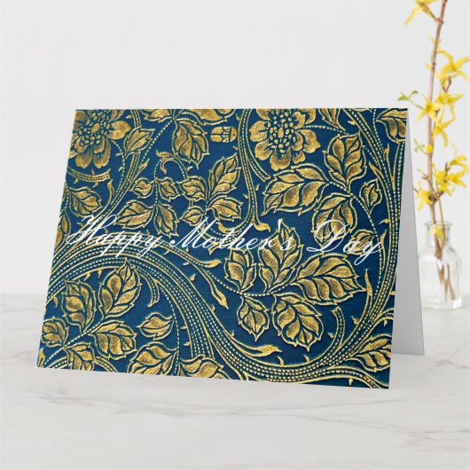 Golden Blue Elegance Kaart (Gele Bloem)