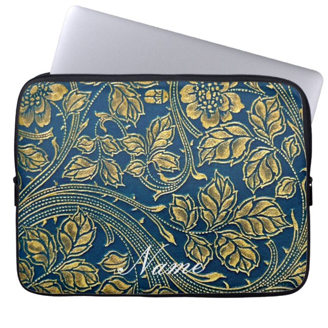 Golden Blue Elegance Laptop Sleeve (Voorkant)