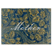 Golden Blue Elegance snijplank (Voorkant)