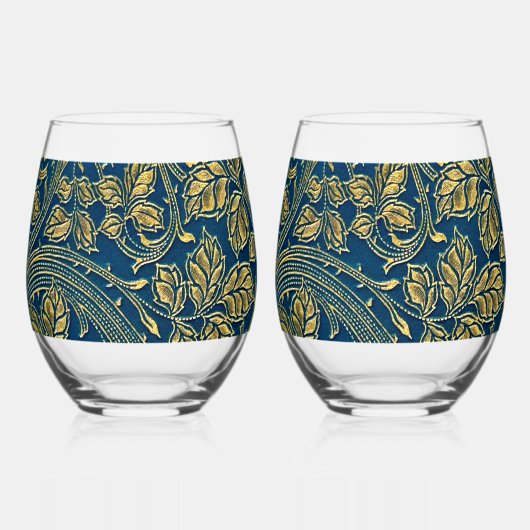 Golden Blue Elegance Wijnglas Zonder Voet (Voorkant)