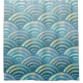 Golden Blue Fish Scales Pattern Douchegordijn (Voorkant)