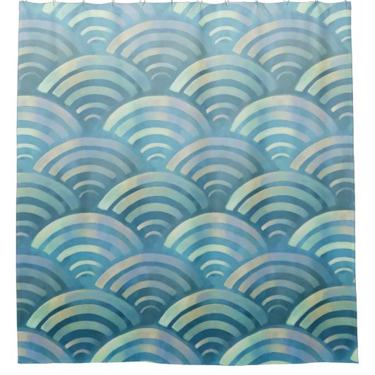 Golden Blue Fish Scales Pattern Douchegordijn (Voorkant)