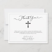 Golden Blue Floral Begrafenisscript Bedankt Card (Voorkant)