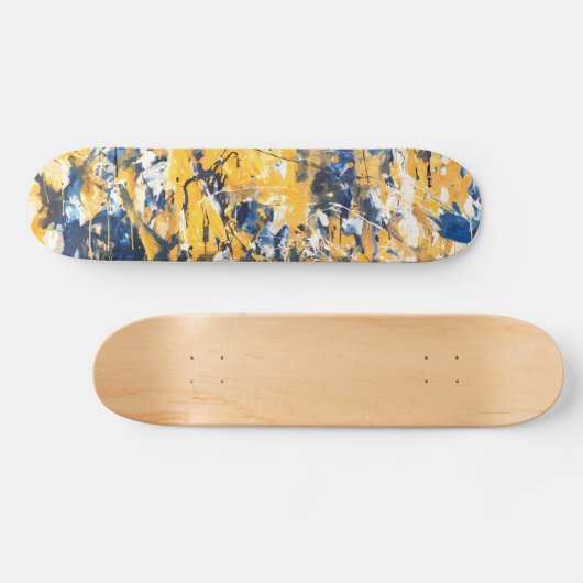 Golden Blue Floral Camo Skateboard (Horizontaal)