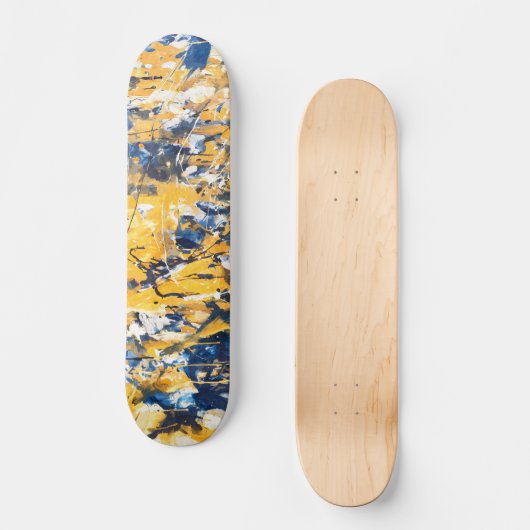 Golden Blue Floral Camo Skateboard (Voorkant)