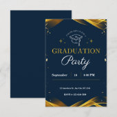 Golden Blue Graduation Party uitnodiging (Voorkant / Achterkant)