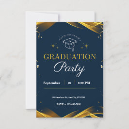 Golden Blue Graduation Party uitnodiging