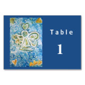 Golden Blue Inspirerend Angel Custom Table Kaarten (Voorkant)