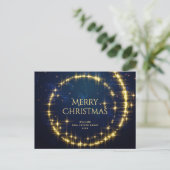 Golden Blue-kerststars Corporate Greeting Feestdagenkaart (Staand voorkant)