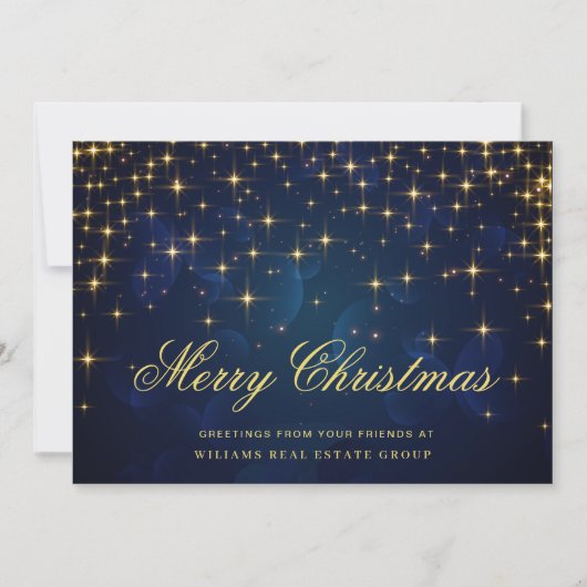 Golden Blue-kerststars Corporate Greeting Feestdagenkaart (Voorkant)