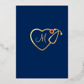 Golden Blue Modern Nursing School Graduparty Folie Uitnodiging (Achterkant)