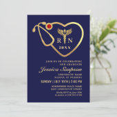 Golden Blue Modern Nursing School Graduparty Kaart (Staand voorkant)