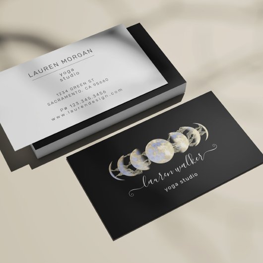 Golden Blue Moon Phases Yoga Studio Visitekaartje