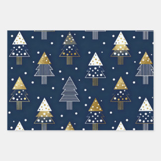 Golden Blue Pine Holiday Inpakpapier Vel