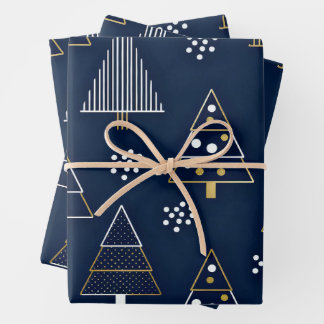 Golden Blue Pine Holiday Inpakpapier Vel