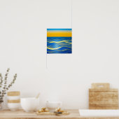 Golden Blue Waves op Sunset Poster (Keuken)